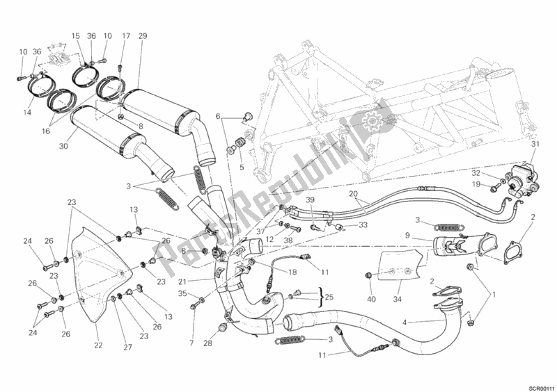 Todas as partes de Sistema De Exaustão do Ducati Superbike 848 EVO Corse SE 2012